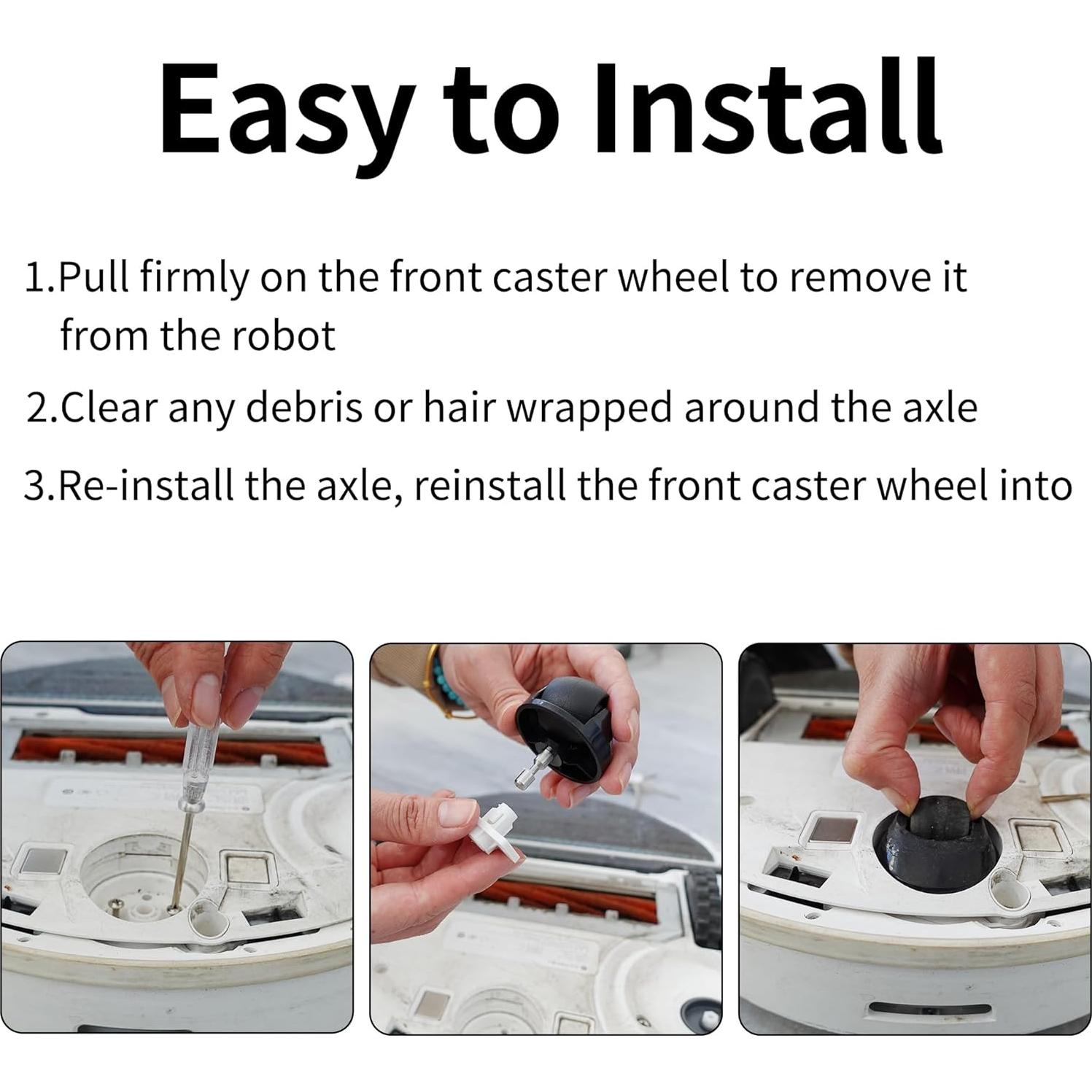 Rueda Delantera Compatible Ulimymei para Robotock S7/S8 - 2 Pack Negro