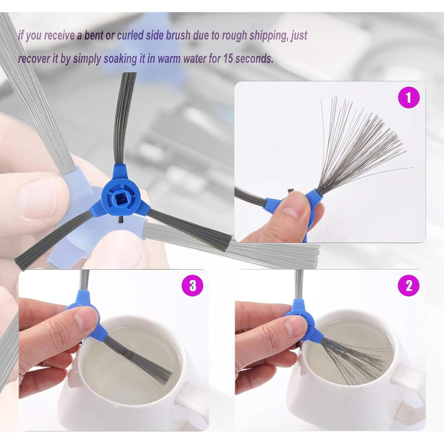 Replacement Side Brushes for Eufy 11S 12 15T 15C 25C 30 30 35C 11S Max 15C Max 25C Max 30C Max G20 G30 G30 Edge G10 G30 Hybrid Robot Vacuum,Replacement Parts for Eufy RoboVac (10 Pack)