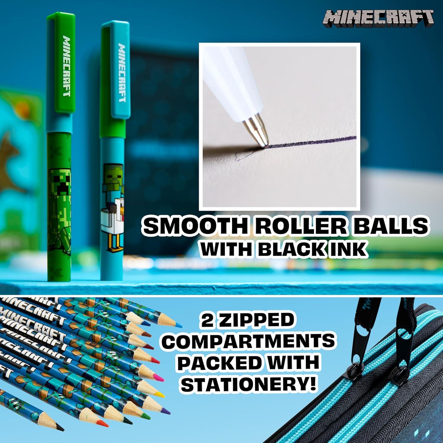 Estuche de Lápices Minecraft Azul/Negro con Papelería