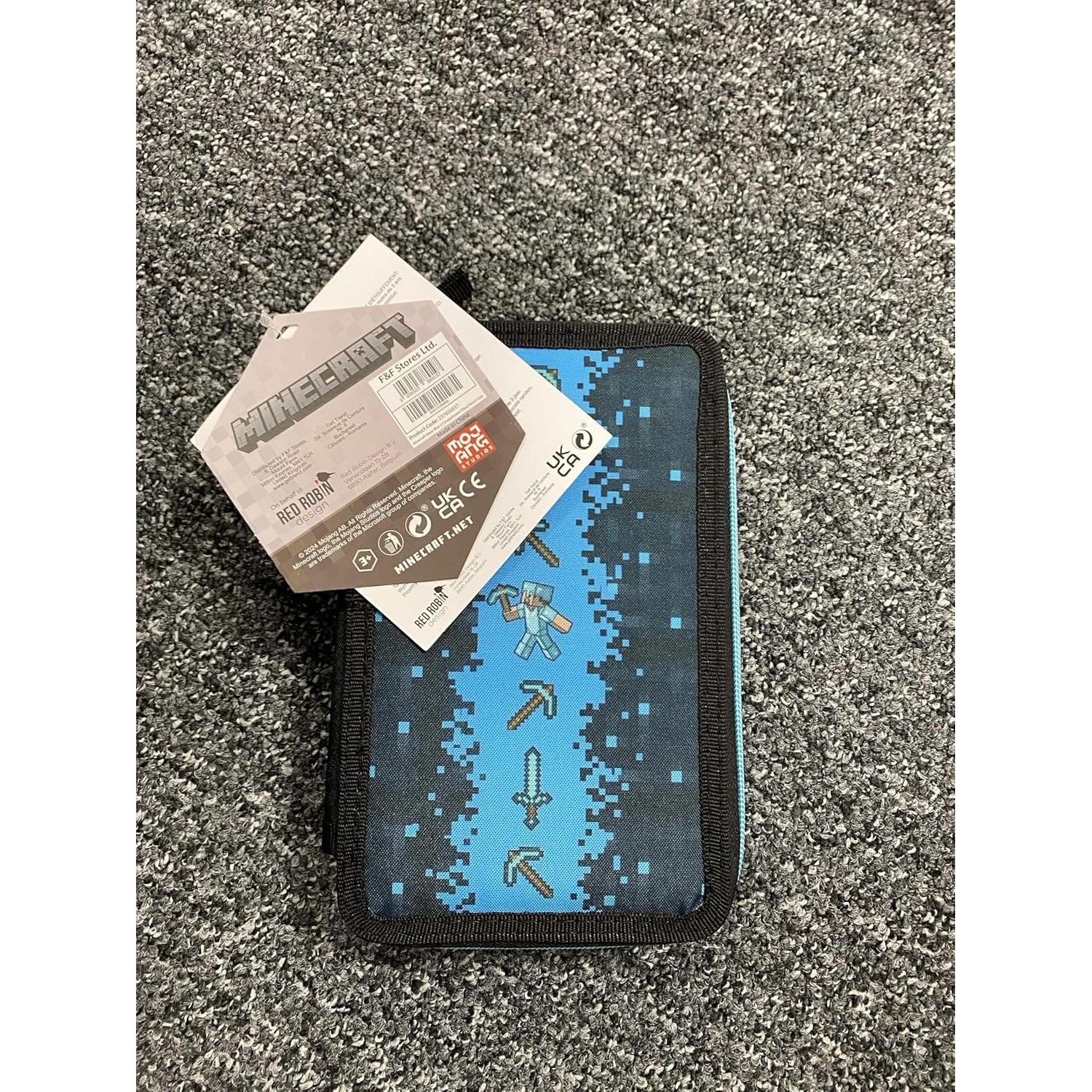 Estuche de Lápices Minecraft Azul/Negro con Papelería