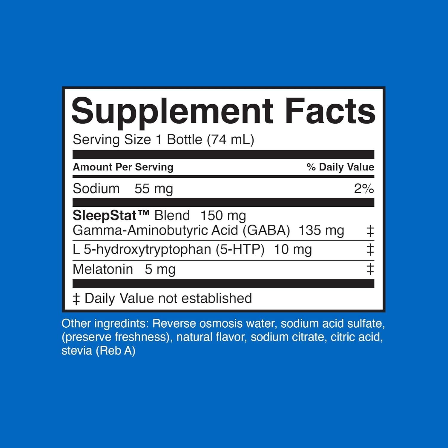 Suplemento para Dormir Dream Water 74 ml - Melatonina 5mg, GABA, 5-HTP, 12 Unidades