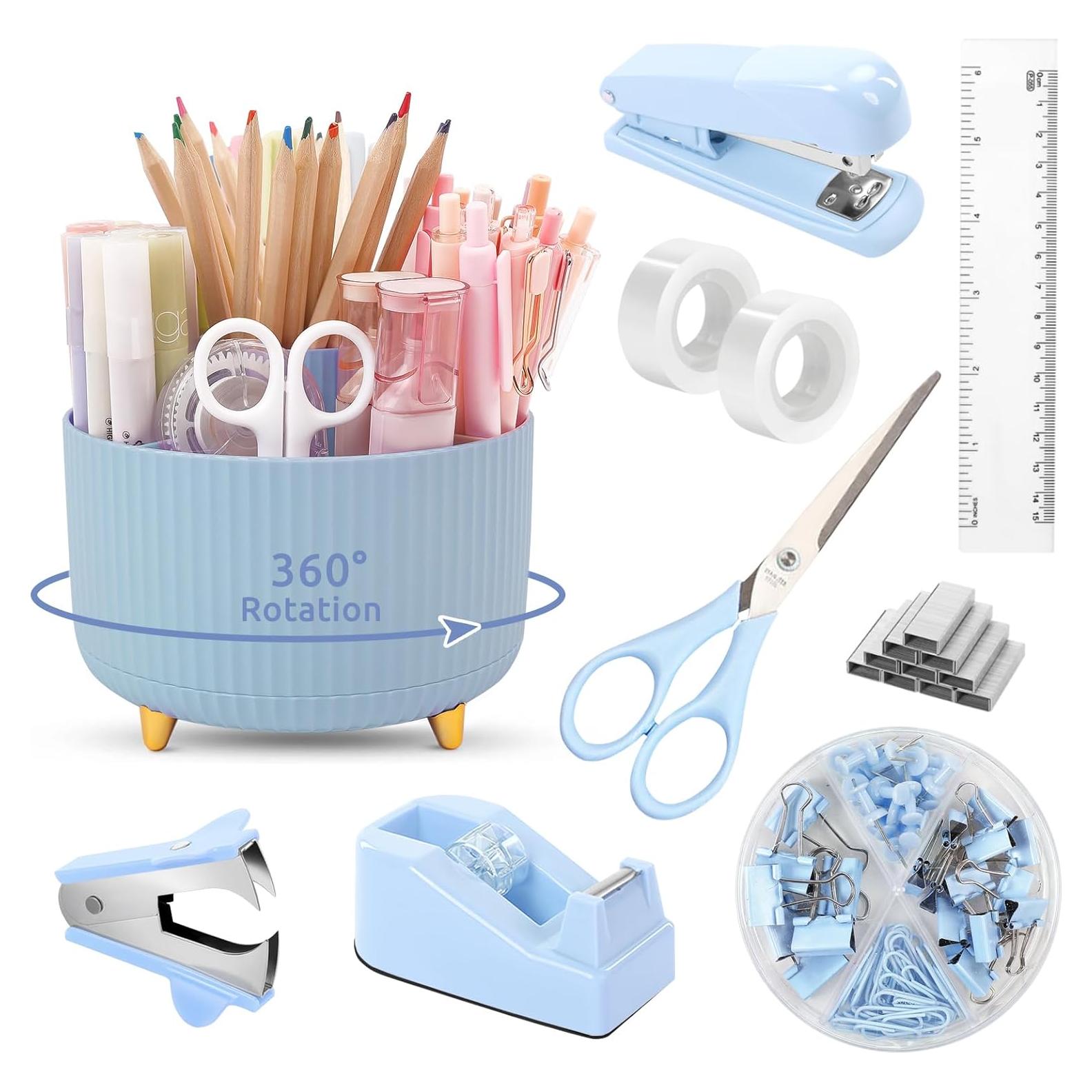 Set de Oficina 10 Piezas Gorsbark Soporte Rotatorio Azul