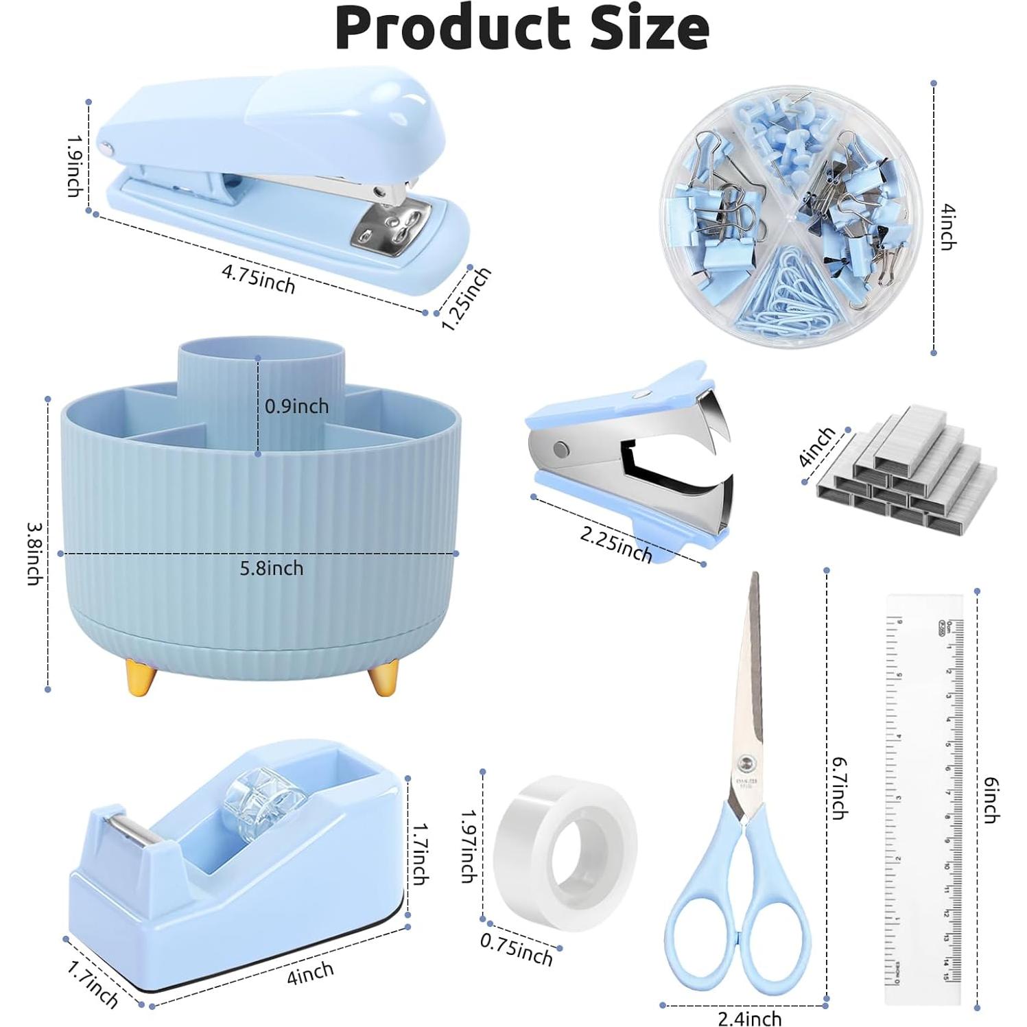 Set de Oficina 10 Piezas Gorsbark Soporte Rotatorio Azul