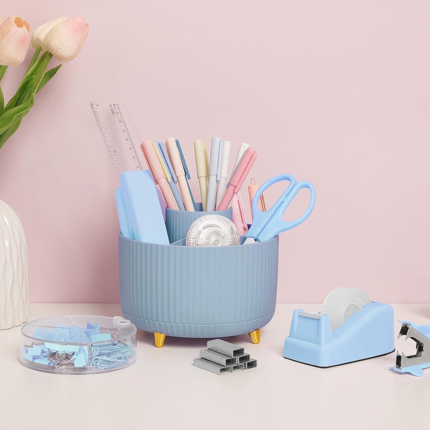 Set de Oficina 10 Piezas Gorsbark Soporte Rotatorio Azul