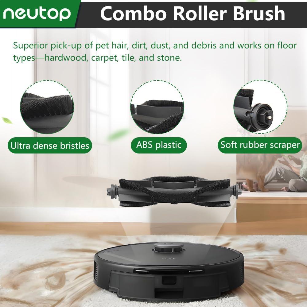 Accesorios Neutop para Aspiradora Robot eufy X8 Pro - 1 Cepillo Rodante, 5 Filtros HEPA, 6 Cepillos Laterales, 3 Paños de Mopa, 3 Bolsas de Polvo