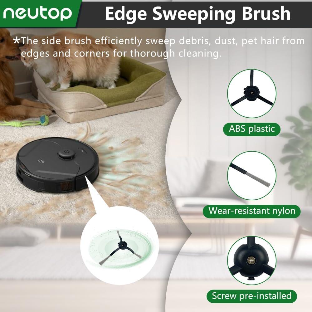Accesorios Neutop para Aspiradora Robot eufy X8 Pro - 1 Cepillo Rodante, 5 Filtros HEPA, 6 Cepillos Laterales, 3 Paños de Mopa, 3 Bolsas de Polvo
