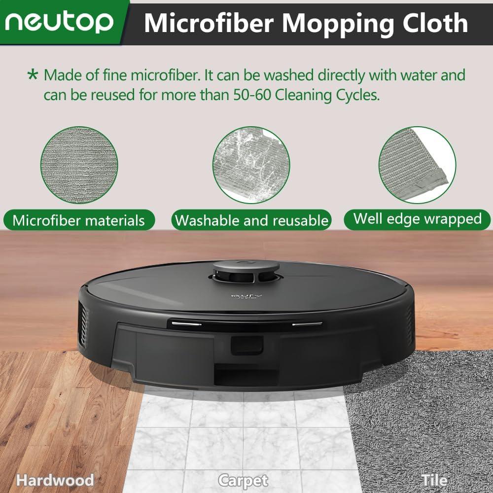 Accesorios Neutop para Aspiradora Robot eufy X8 Pro - 1 Cepillo Rodante, 5 Filtros HEPA, 6 Cepillos Laterales, 3 Paños de Mopa, 3 Bolsas de Polvo