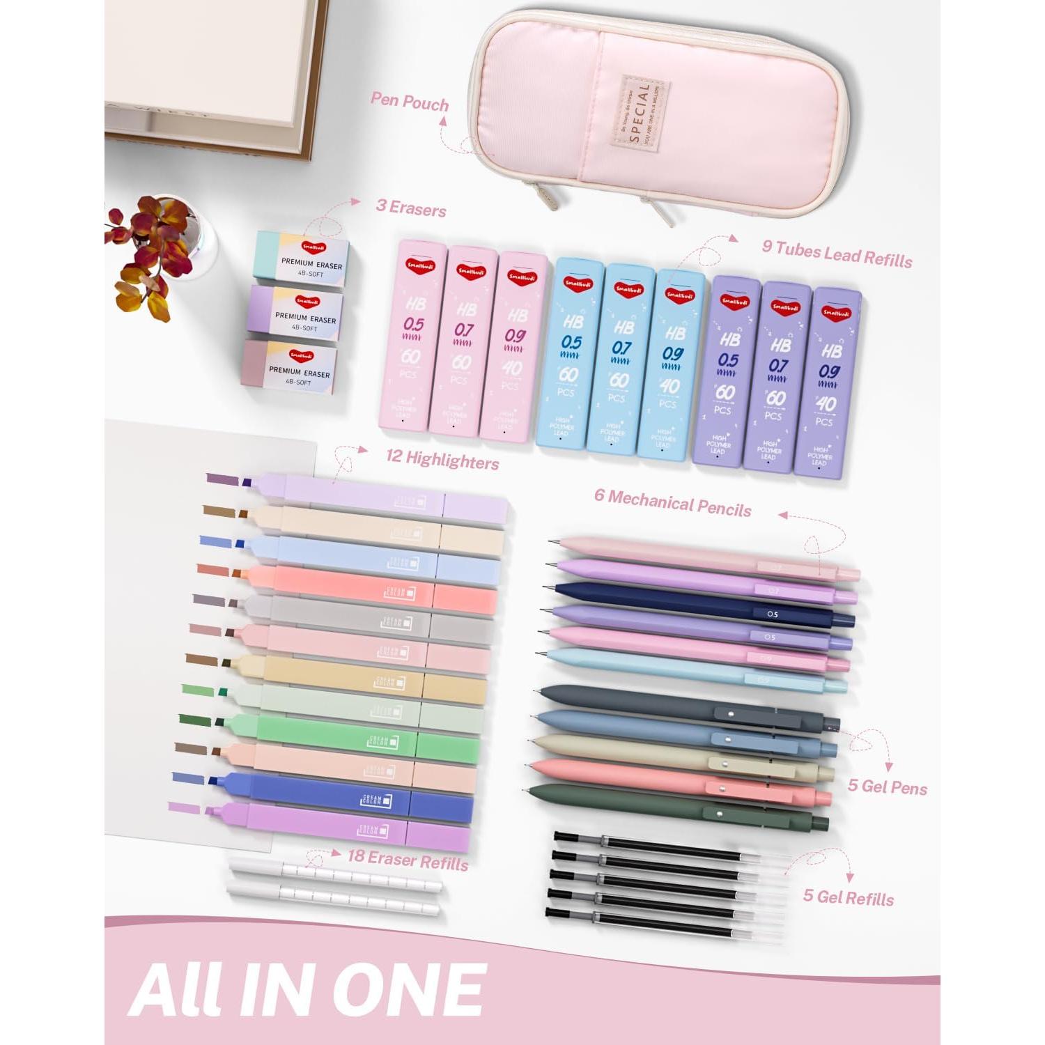 43 Piezas Suministros Escolares Smallbudi Estuche Rosa