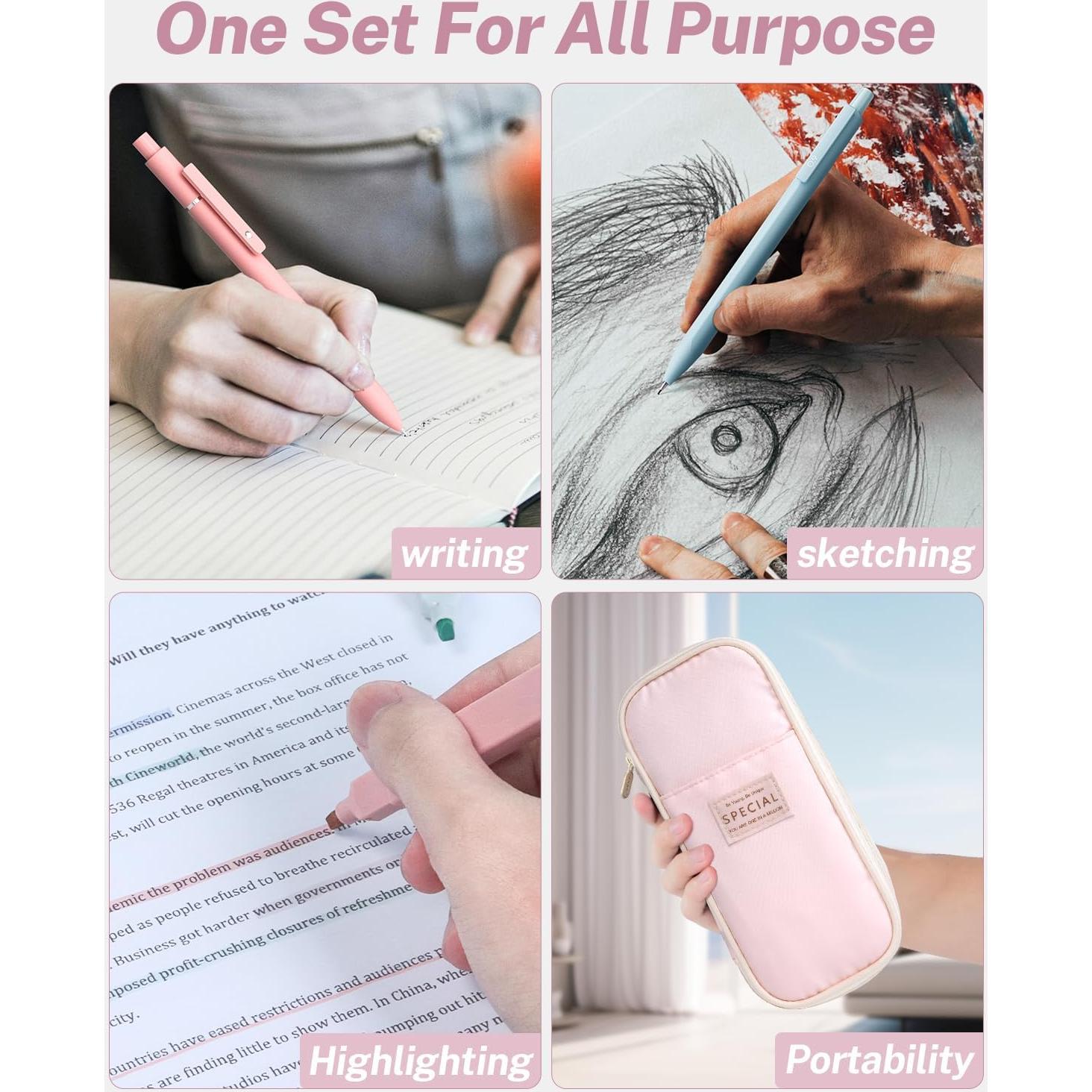 43 Piezas Suministros Escolares Smallbudi Estuche Rosa