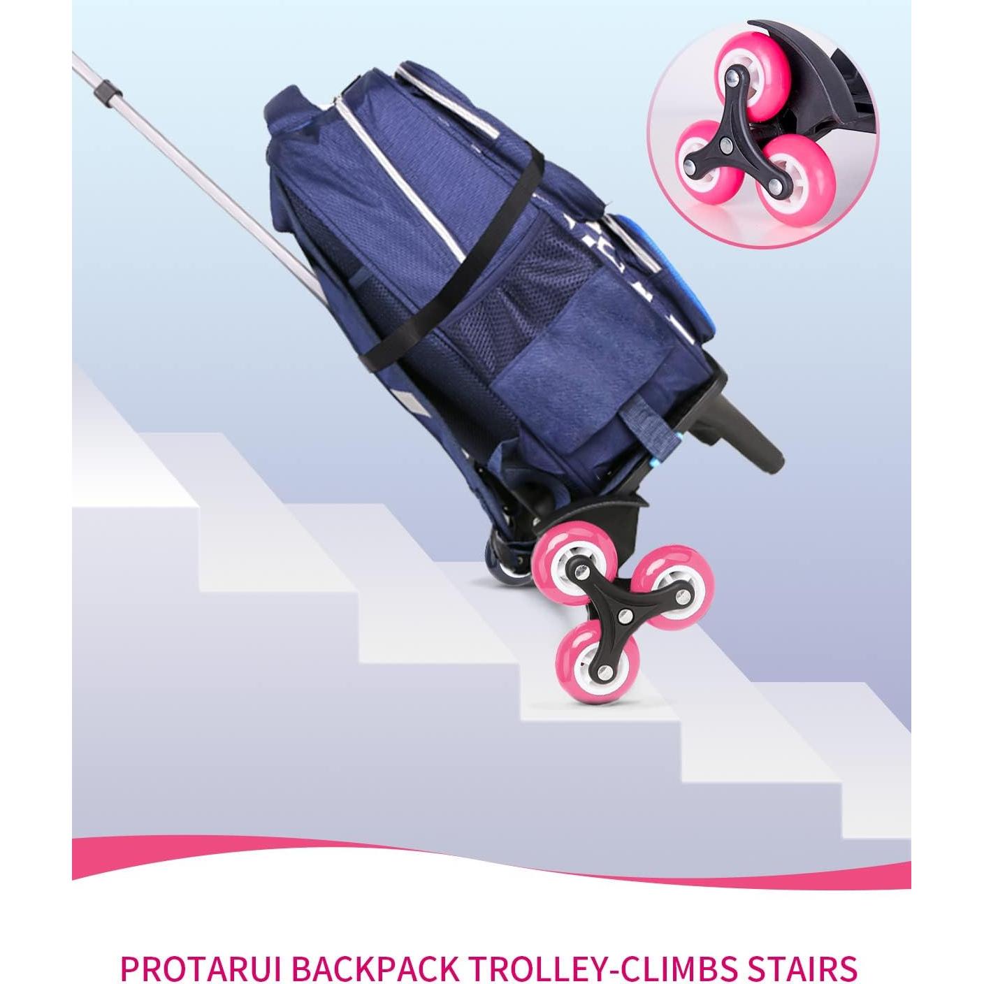 Carro de Mochila PROTAURI Rosa Plegable 6 Ruedas Ajustable