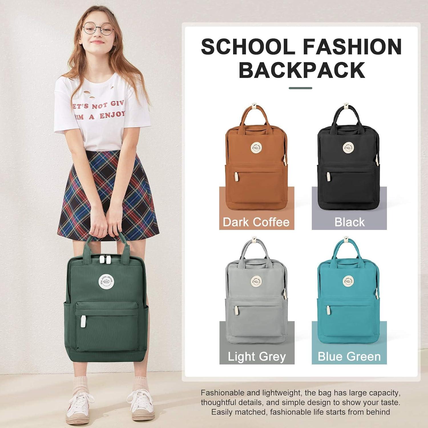 Mochila Escolar Verde Oliva con Compartimento para Laptop 24L