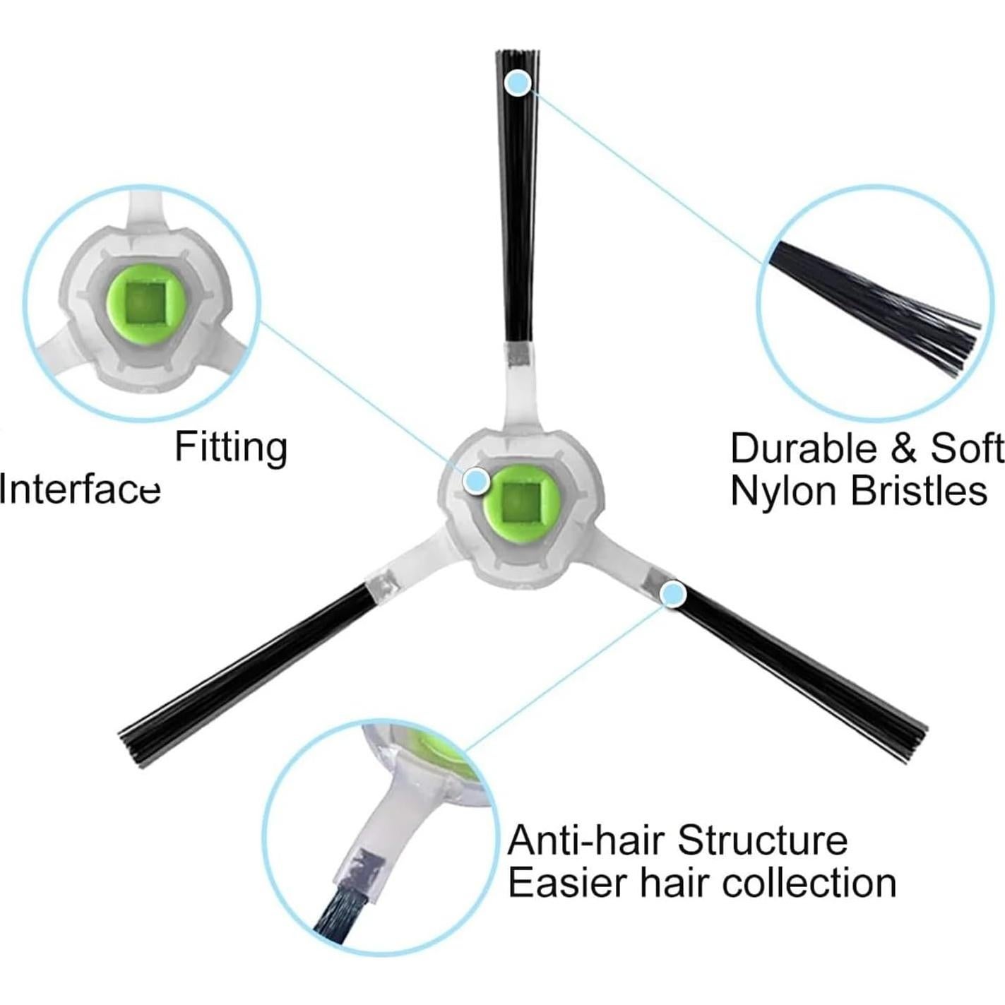 Vacuum Cleaner Side Brushes, Robot Vacuum Parts.Compatible for Lefant M320/ M310/ M210 / M210S / M210B / M210P / M213 / OKP Life K2 / K3 / K4 / K5(Set 4)