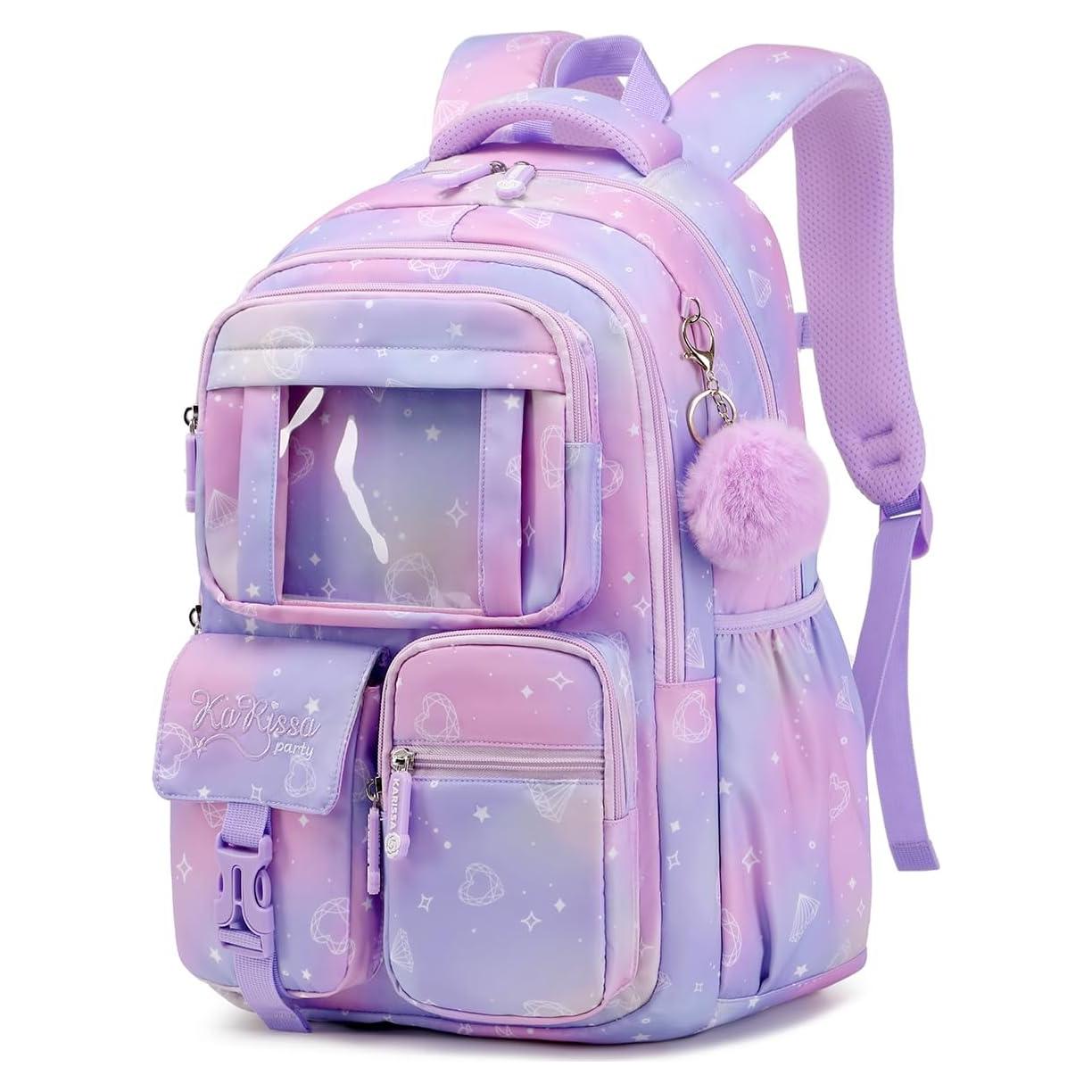 Mochila Escolar para Niñas PIG PIG GIRL Morado 21L