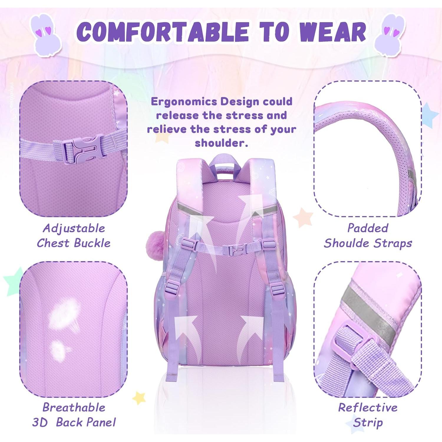 Mochila Escolar para Niñas PIG PIG GIRL Morado 21L
