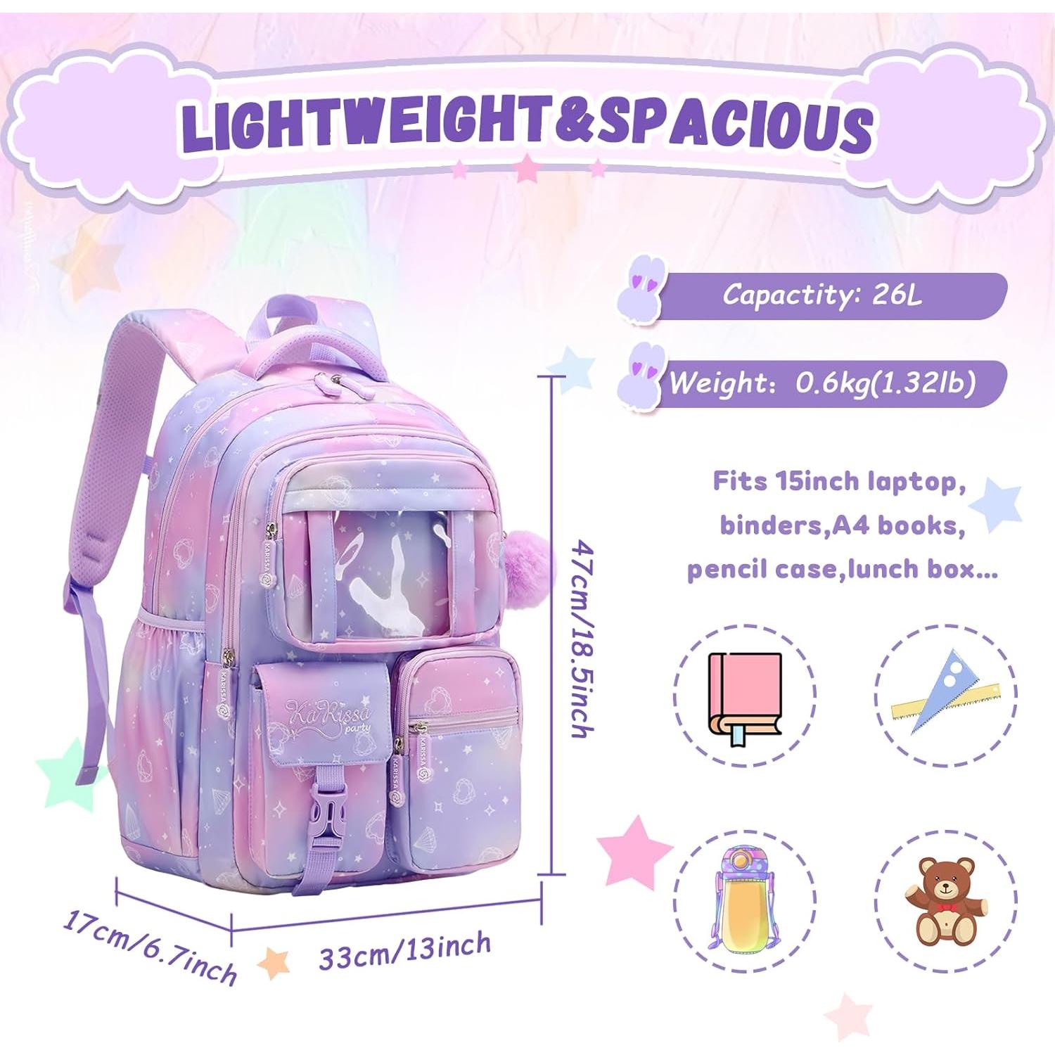 Mochila Escolar para Niñas PIG PIG GIRL Morado 21L