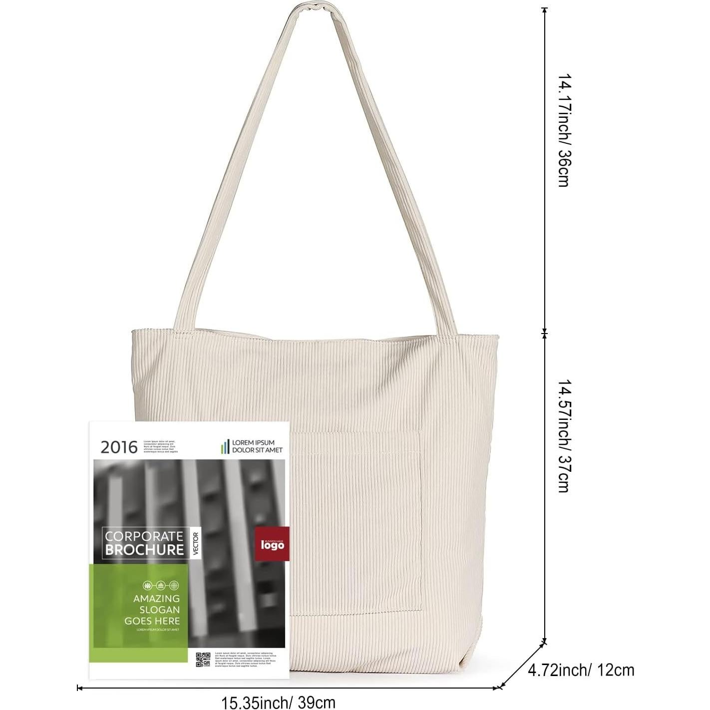 Bolsa Tote de Corduroy WantGor para Mujeres, Grande, Beige