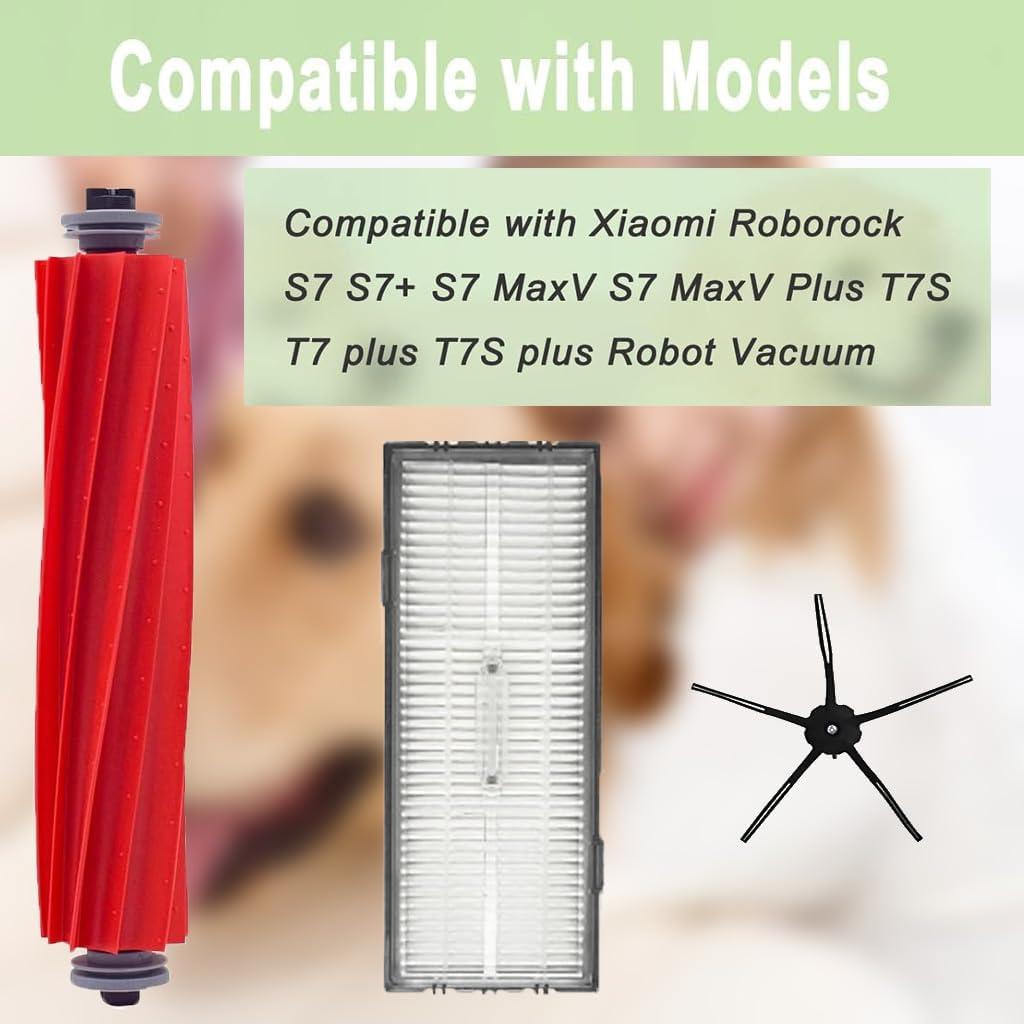 Accesorios de Repuesto Xiaomi Roborock S7 S7+ S7 MaxV - 1 Cepillo Rodante, 3 Filtros, 3 Cepillos Laterales