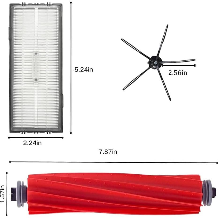Accesorios de Repuesto Xiaomi Roborock S7 S7+ S7 MaxV - 1 Cepillo Rodante, 3 Filtros, 3 Cepillos Laterales