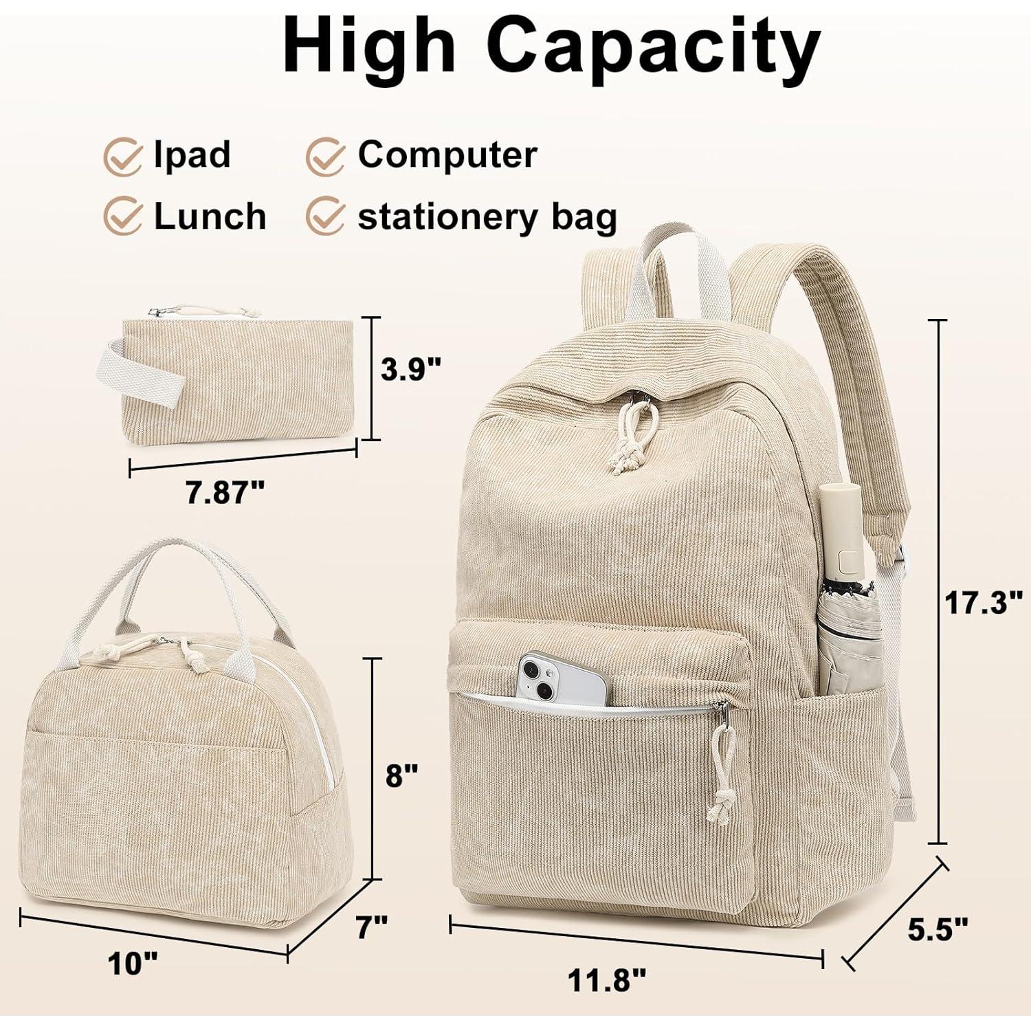 Mochila Escolar LEDAOU para Niñas 3 en 1 con Almuerzo