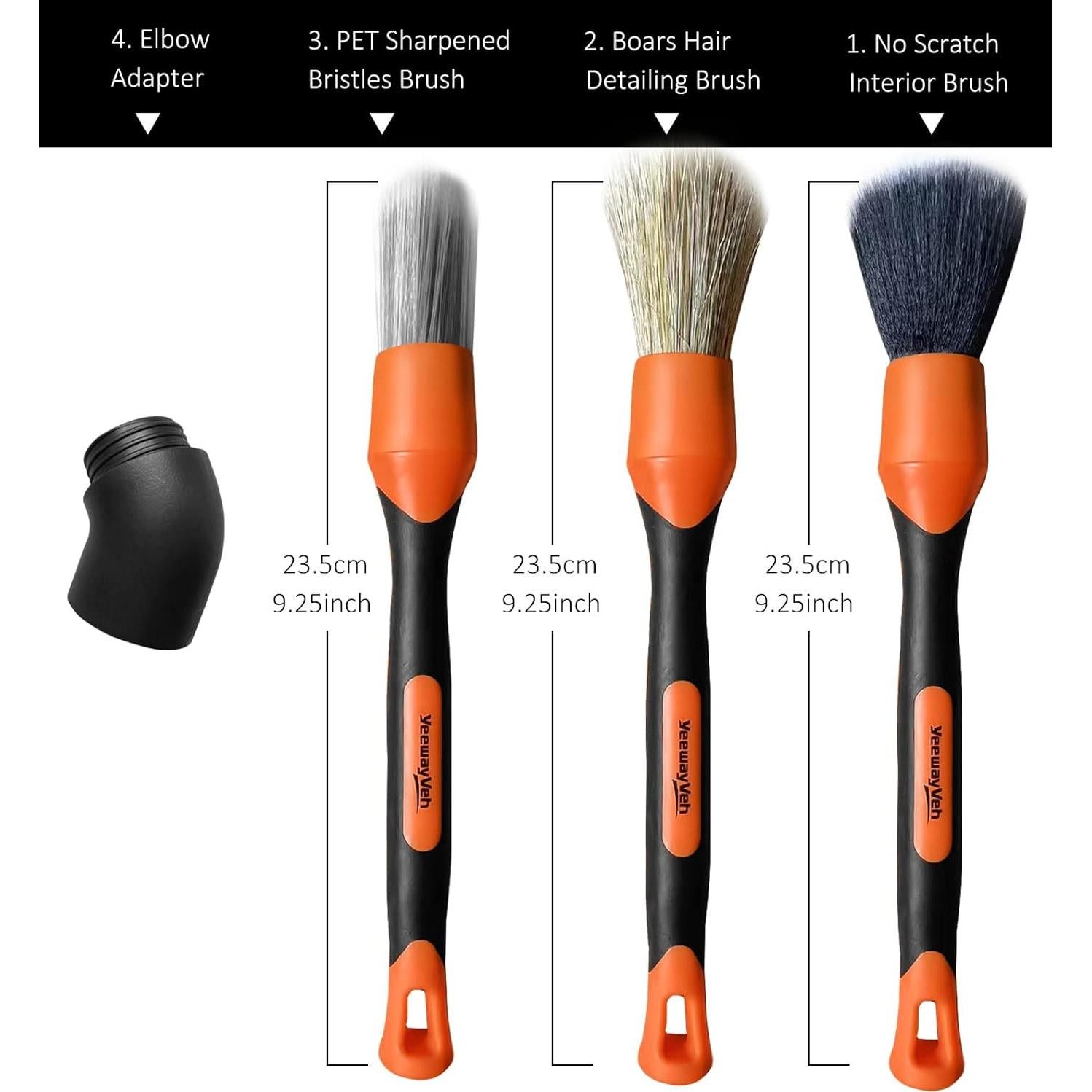 Juego de 3 Pinceles Detalladores YeewayVeh Naranja 190g