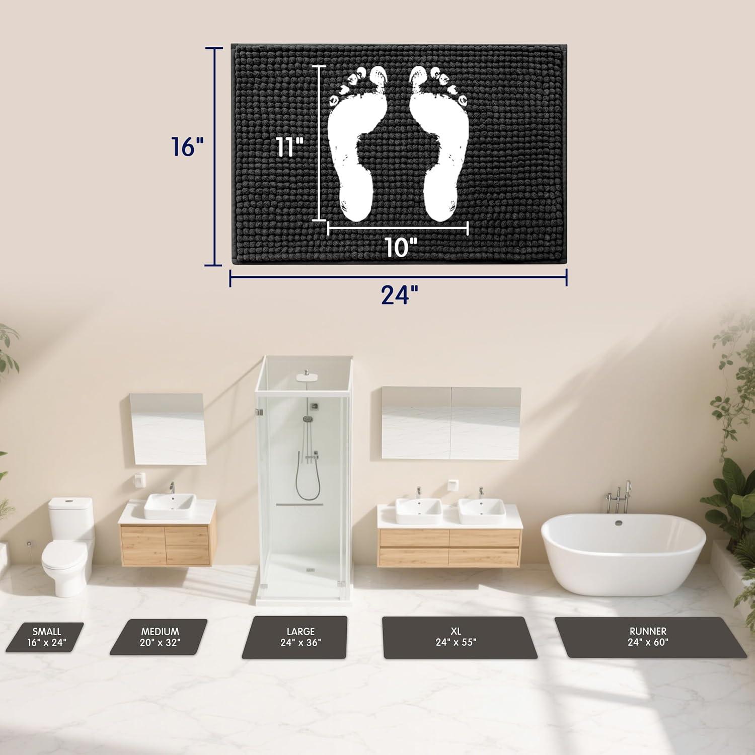 Alfombrilla de Baño SUBRTEX Chenille 0.41x0.61m Negra