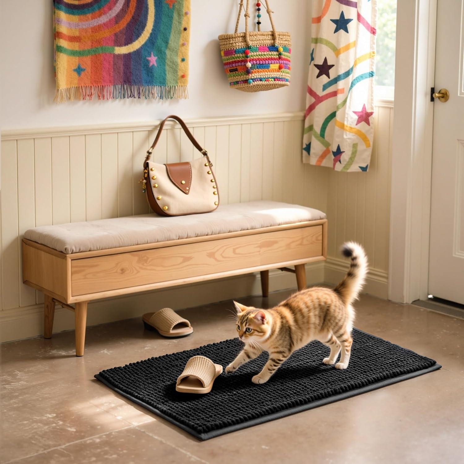 Alfombrilla de Baño SUBRTEX Chenille 0.41x0.61m Negra