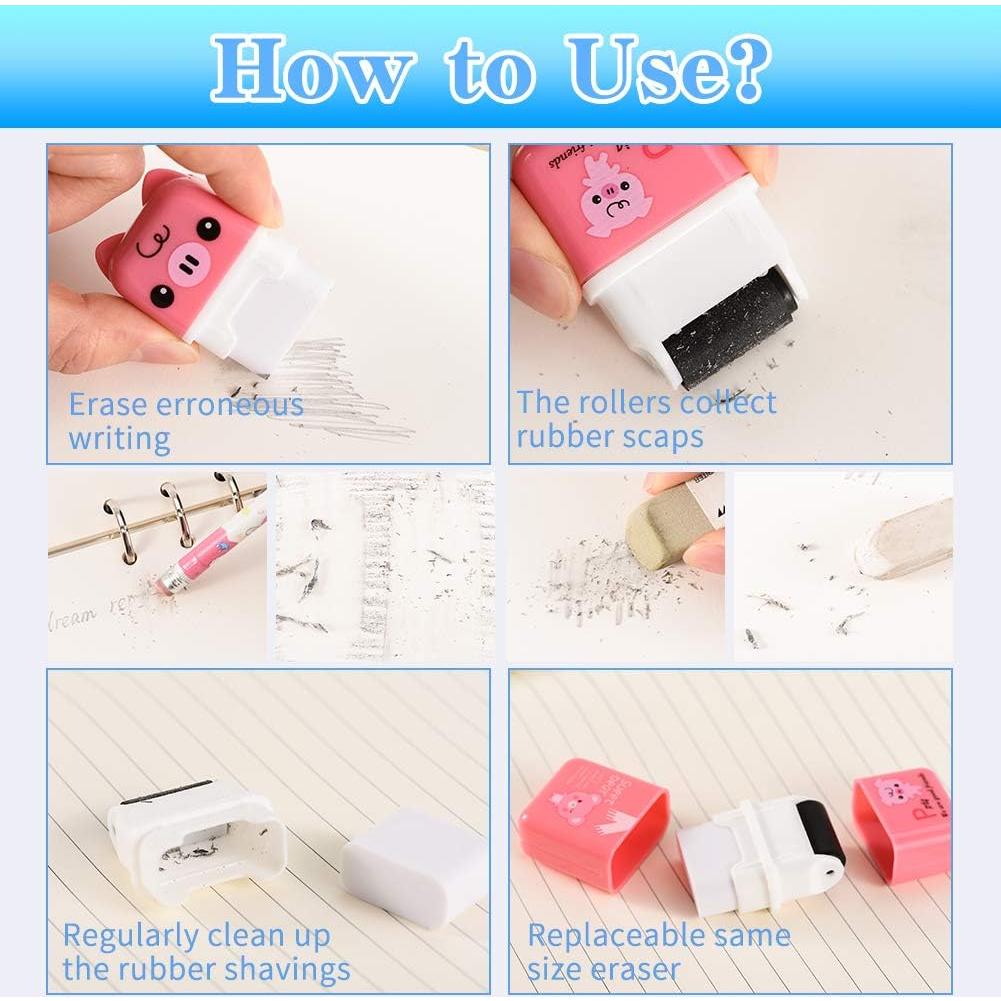 Borradores de lápiz Sooez 12 Pack con rodillo limpiador