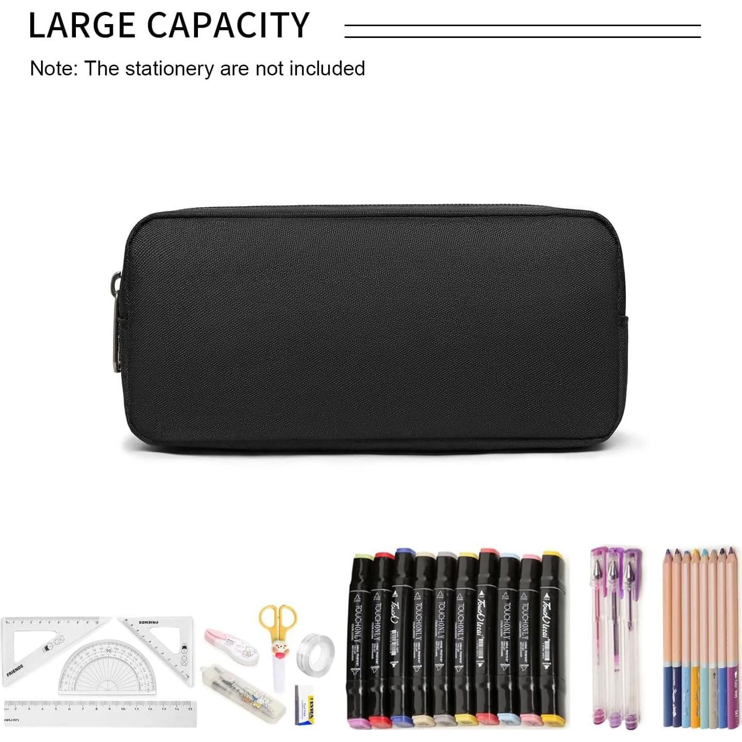 Estuche Della Gao Negro para Lápices y Papelería 20x9.5 cm