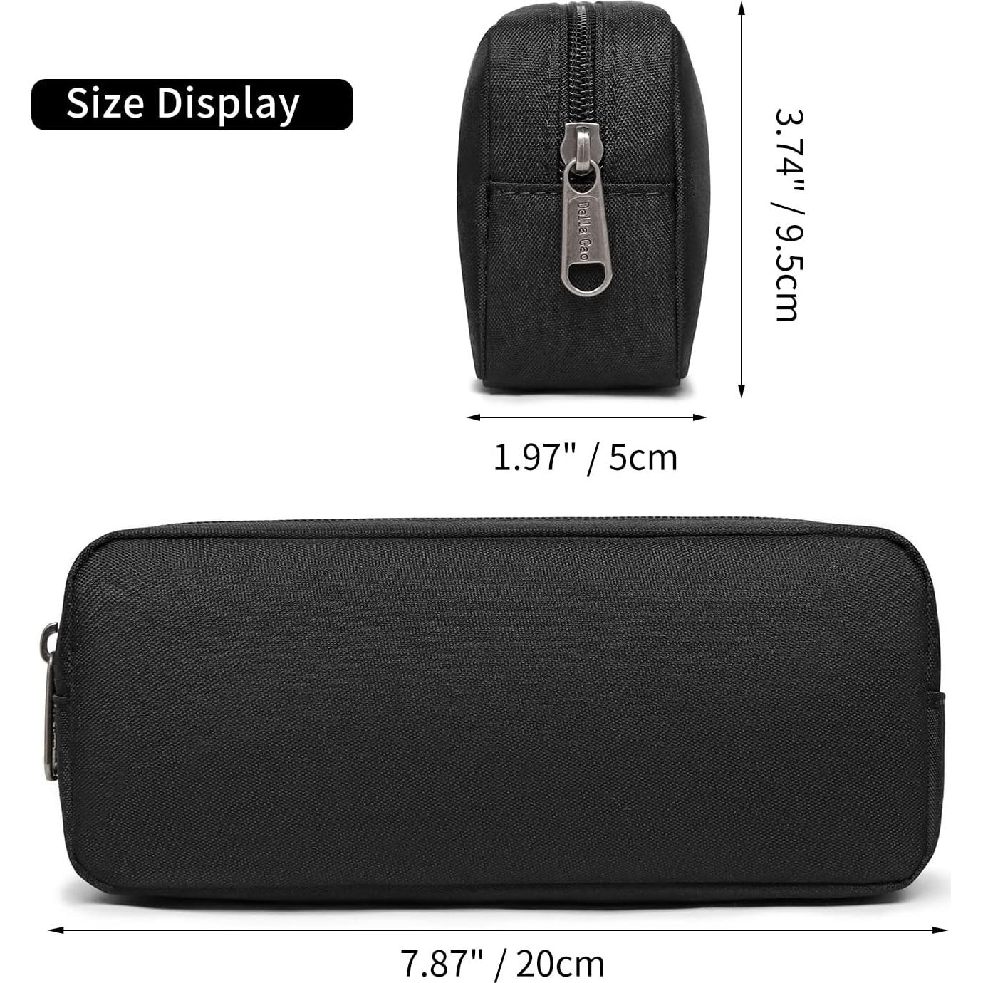 Estuche Della Gao Negro para Lápices y Papelería 20x9.5 cm