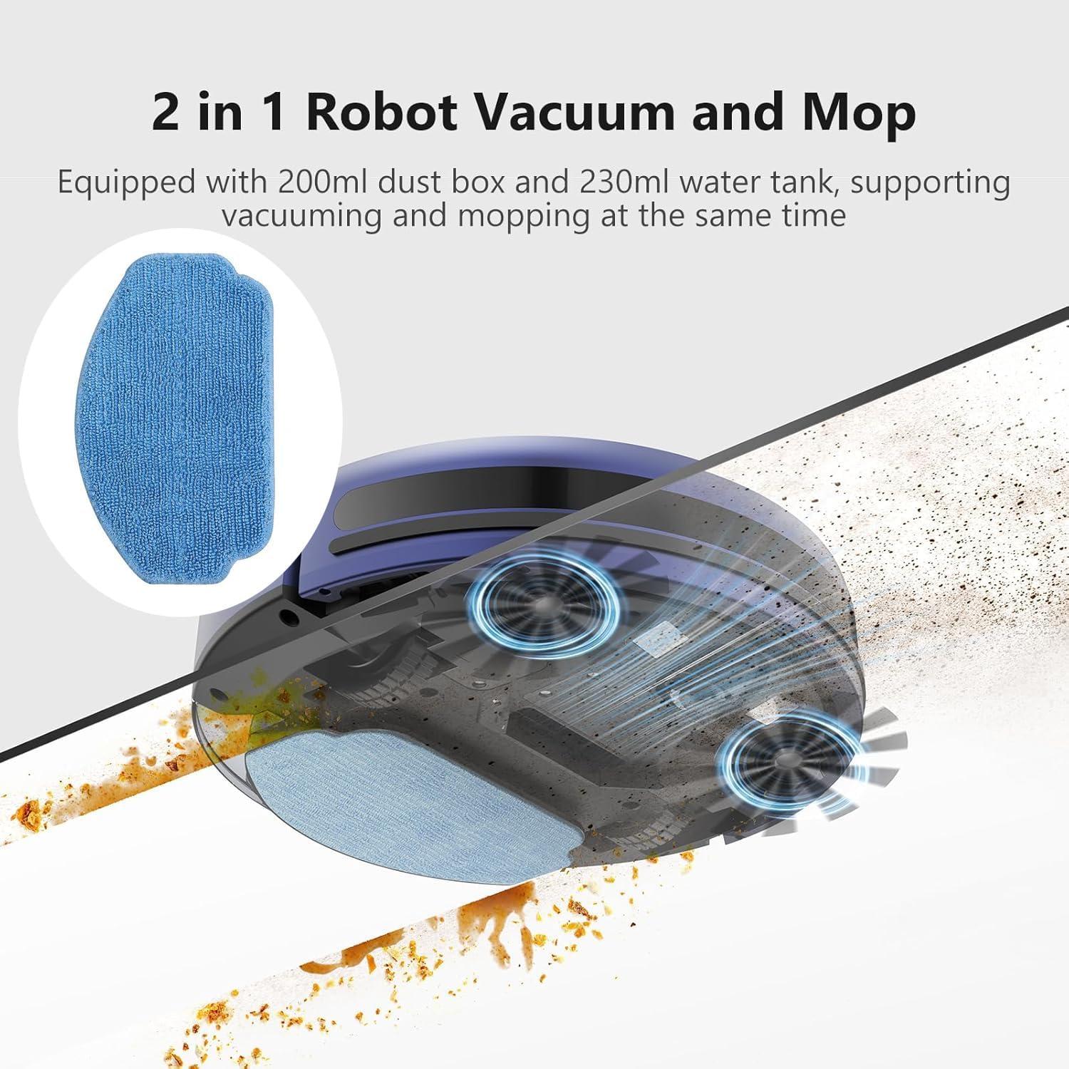 Robot Aspirador 2 en 1 BR151 BL con Mopa y Tanque de Agua