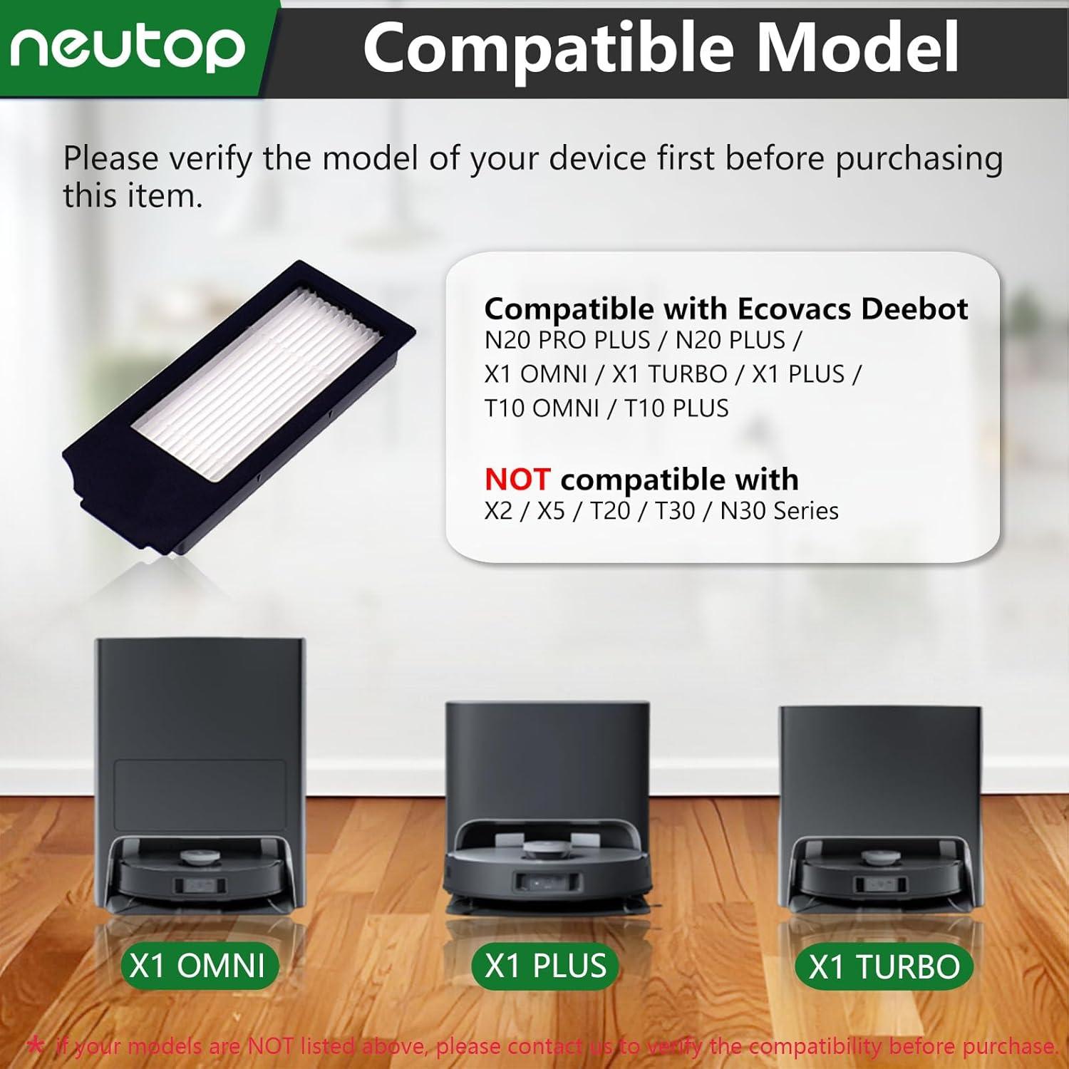 Filtros de Reemplazo Neutop para Ecovacs Deebot X1 y N20 - Paquete de 4