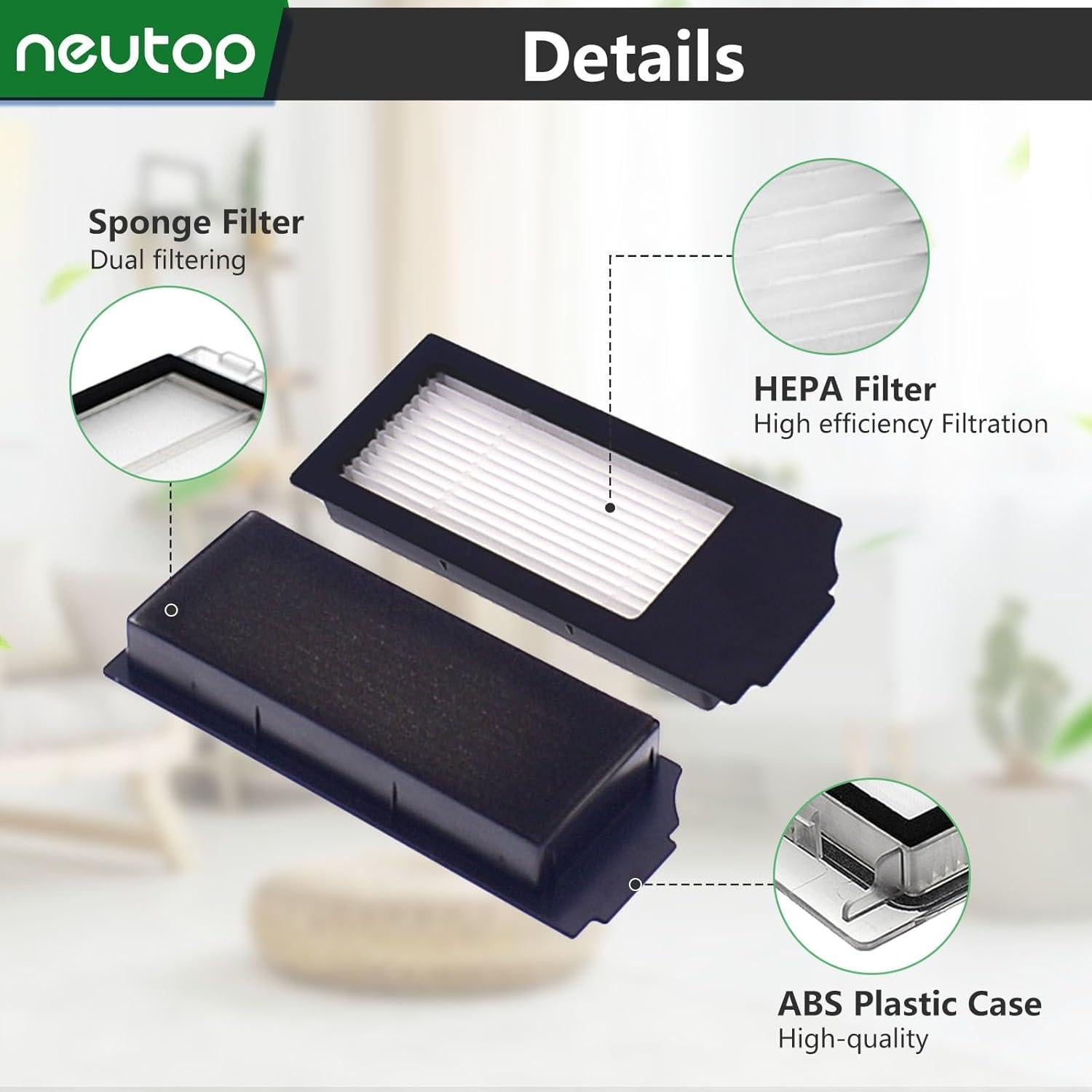 Filtros de Reemplazo Neutop para Ecovacs Deebot X1 y N20 - Paquete de 4