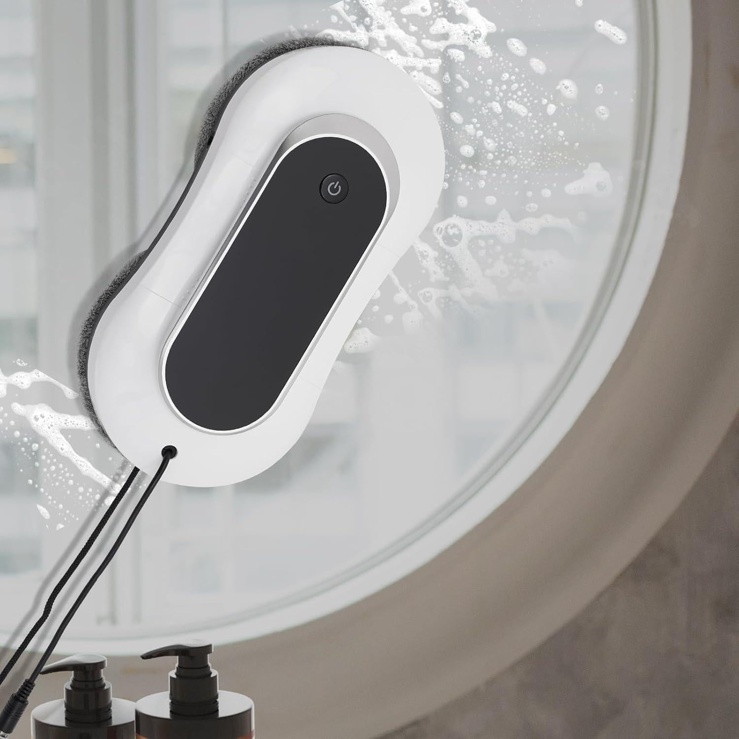 Smart Window Cleaner Robot with Remote Control,Auto Water Spray Window Cleaning Robot,3200pa Suction Power,Brush Glass Cleaning Machine for Windows, Tiles, Mirrors