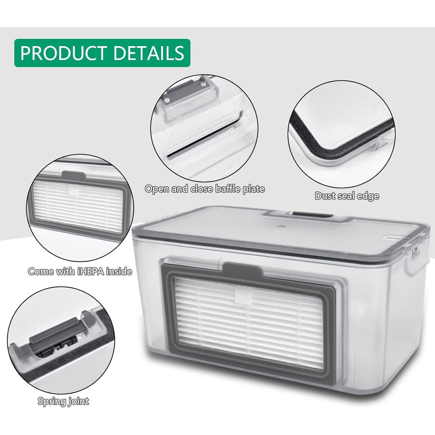 Robot Vacuum dustbin, Sweeping Robot Box Water Tank,Robot Vacuum Replacement Parts Fit for MAMNV BR150/BR151, for ZCWA BR150/BR151,for MANVINS G20,for ONSON BR150/BR151,for GTTVO BR150/BR151, Gray