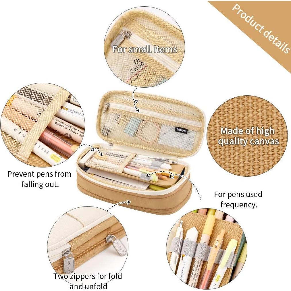 Estuche de Lápiz EASTHILL Caqui Gran Capacidad 22x10cm