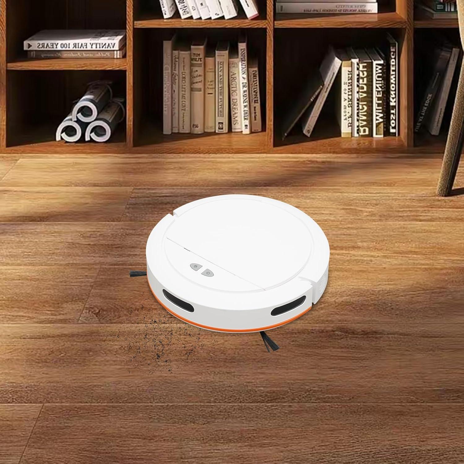 Robot Vacuum Cleaner 2700Pa Strong Suction Power 3-in-1 Sweeping and Dust Mopping Radar Navigation Intelligent Route Planning Multiple Cleaning Modes Ideal for Restricted Areas, Carpets (White)