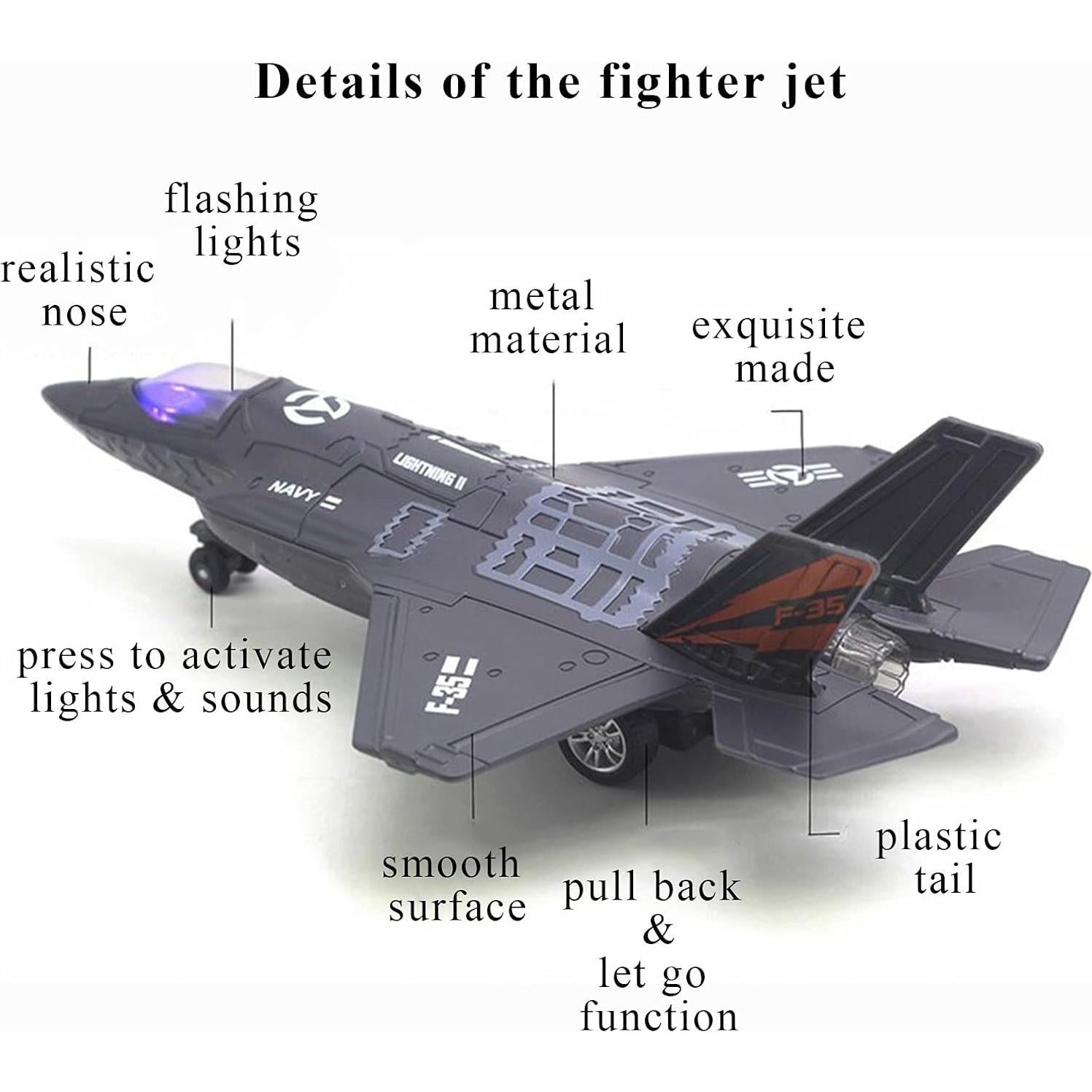 Modelo avión militar OTONOPI F-35 con luces y sonidos