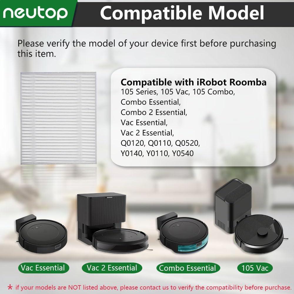 Filtro HEPA Neutop para iRobot Roomba 105 - Paquete de 8