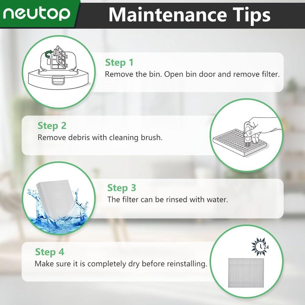 Filtro HEPA Neutop para iRobot Roomba 105 - Paquete de 8
