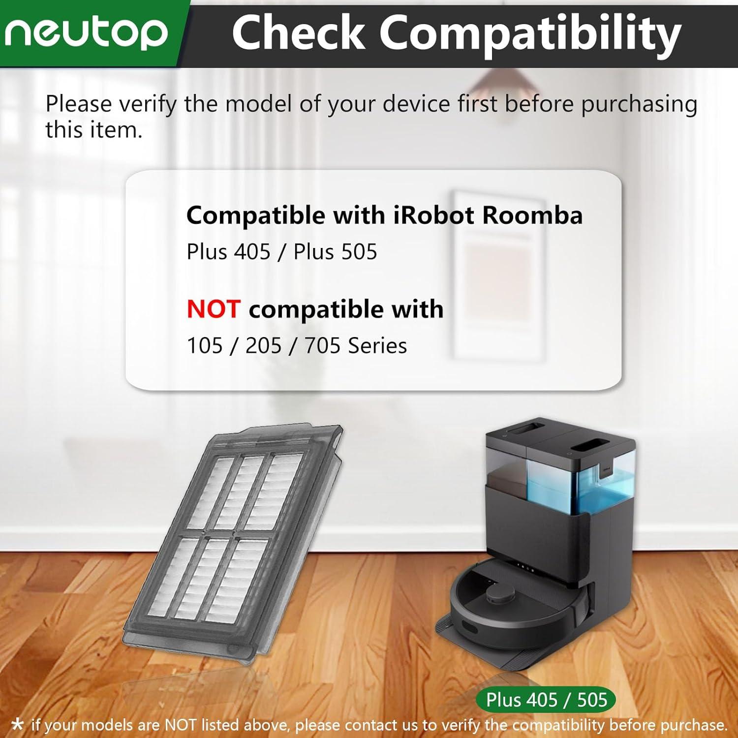 Filtros HEPA Neutop para iRobot Roomba Plus 405 505 - 9 Piezas