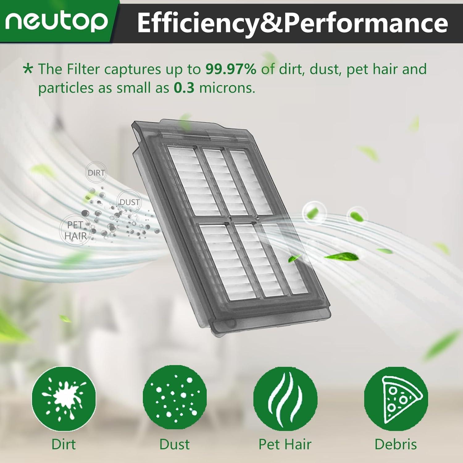 Filtros HEPA Neutop para iRobot Roomba Plus 405 505 - 9 Piezas