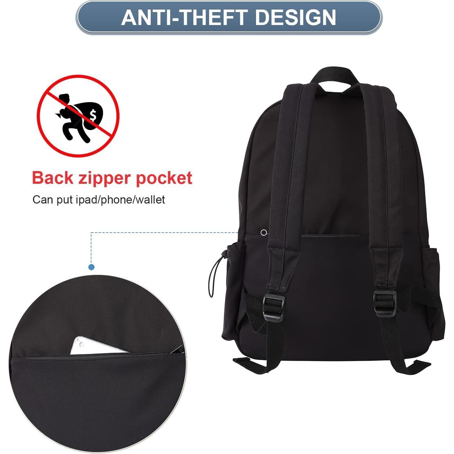 Mochila Escolar PAUBACK Negra Impermeable 24L para Laptop