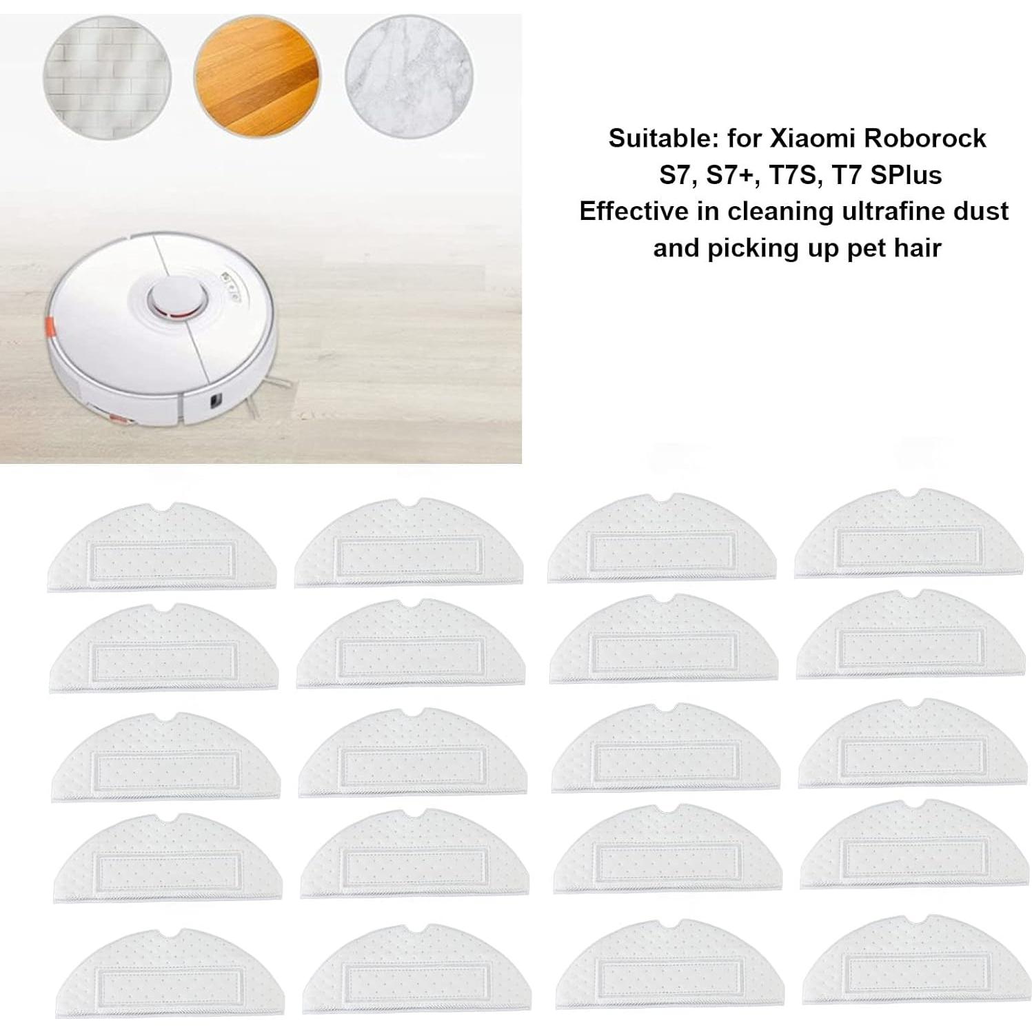 Almohadillas de Mopa CHICIRIS para Roborock S7, 20 Piezas