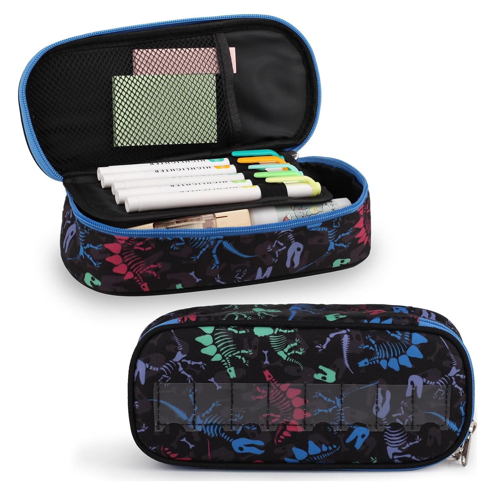 Estuche de Lápices BERRYRIZZ Negro y Azul Dinosaurio 22.86 cm