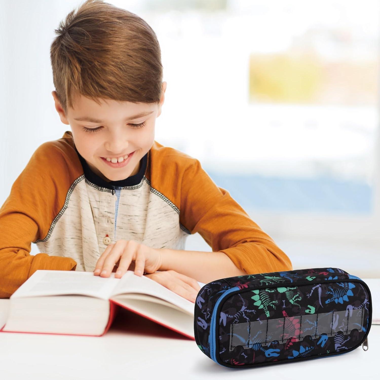 Estuche de Lápices BERRYRIZZ Negro y Azul Dinosaurio 22.86 cm