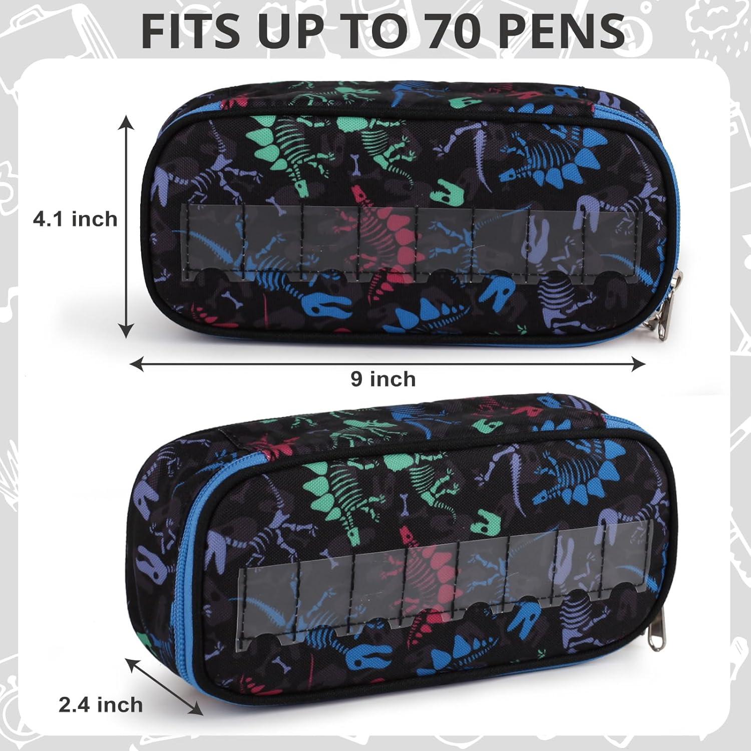 Estuche de Lápices BERRYRIZZ Negro y Azul Dinosaurio 22.86 cm