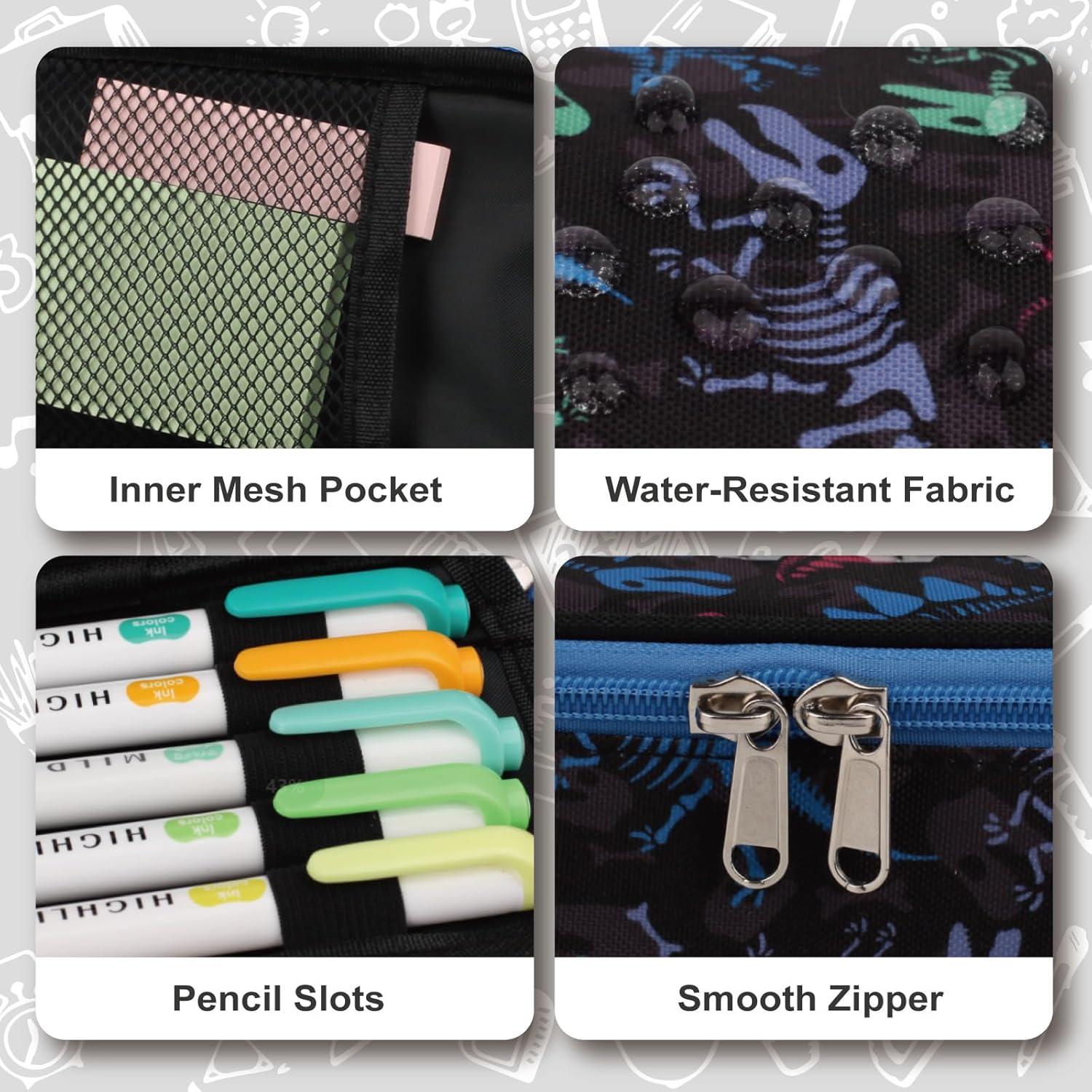 Estuche de Lápices BERRYRIZZ Negro y Azul Dinosaurio 22.86 cm