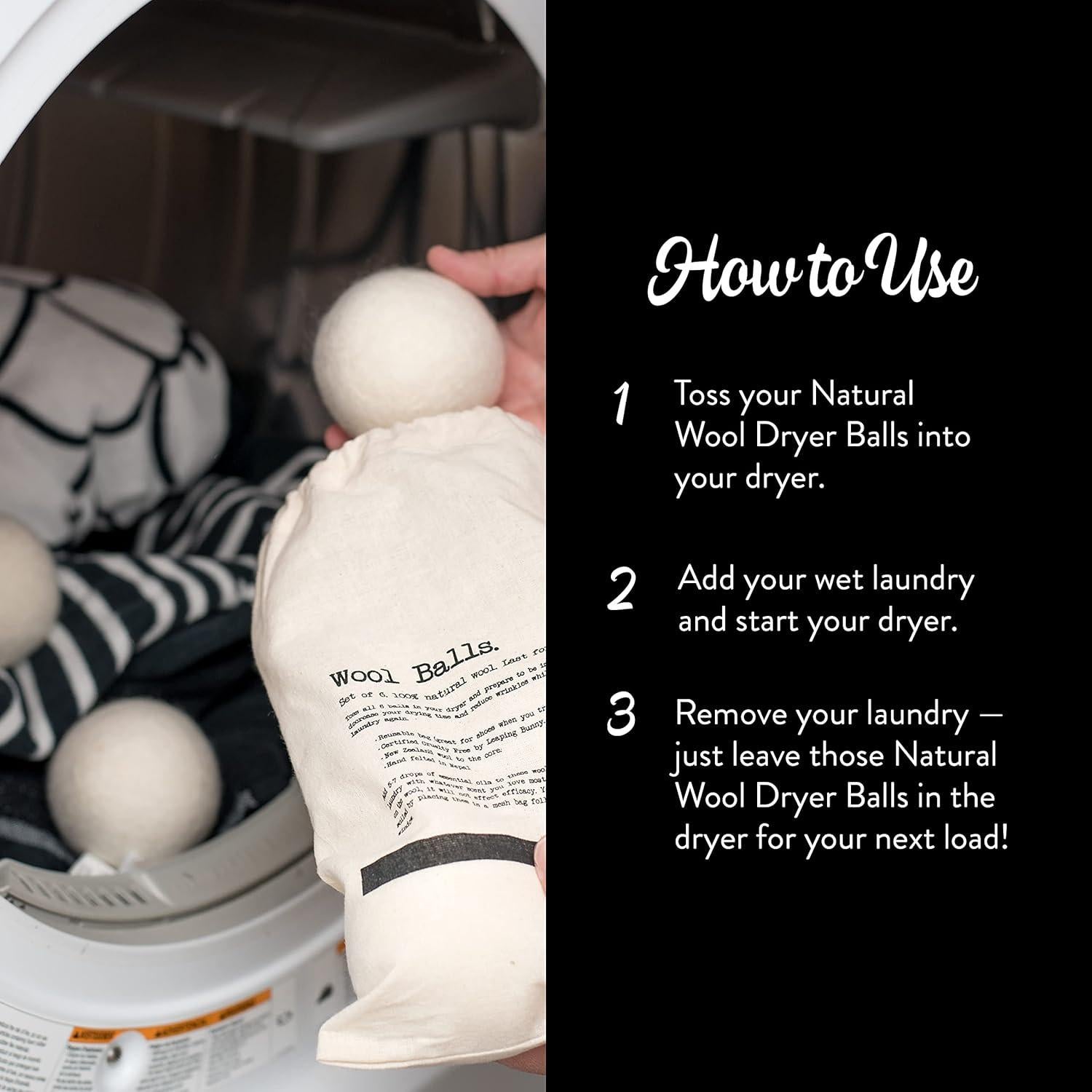 Bolas de Secado de Lana Molly | Set de 6 Reutilizables y Hipoalergénicas