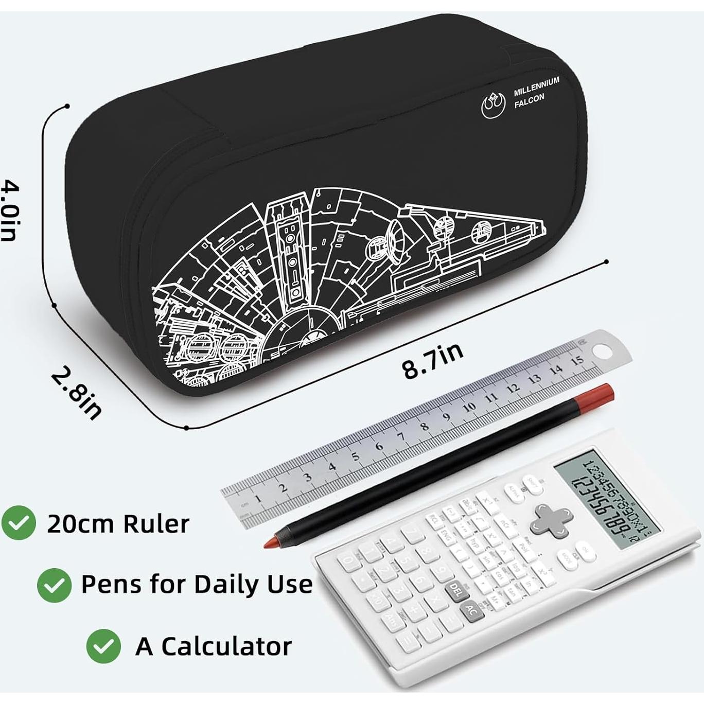 Estuche de Lápices WRIGAEL Grande Negro Kawaii 21.5x10.2cm