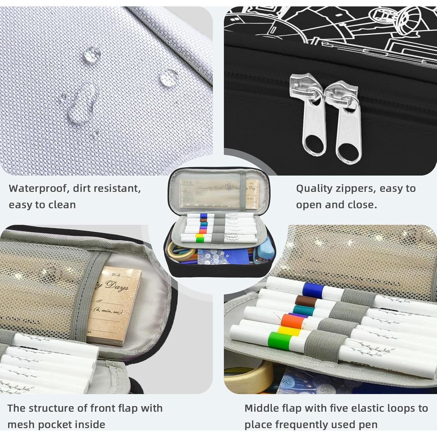 Estuche de Lápices WRIGAEL Grande Negro Kawaii 21.5x10.2cm